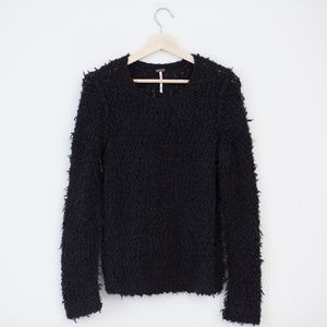 Free People Shaggy Black Sweater